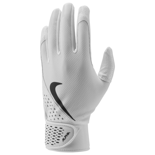 

Nike Mens Nike Alpha Batting Gloves - Mens White/White/Black Size S