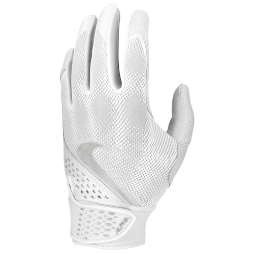 Nike Kids' Boys  Youth Alpha Batting Gloves In White/white/metallic Silver
