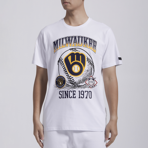 

Pro Standard Mens Pro Standard Brewers GTP SJ T-Shirt - Mens White/White Size M