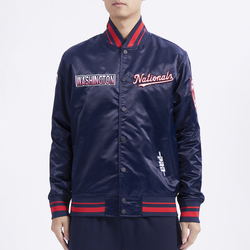 Men's - Pro Standard Wash. Nationals Turn It Up M Rib Satin Jacket - Navy/Red