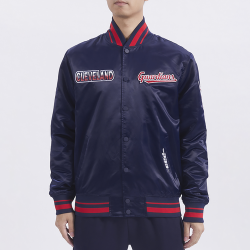 

Pro Standard Mens Pro Standard Clev. Guardians Turn It Up M Rib Satin Jacket - Mens Navy/Red Size S