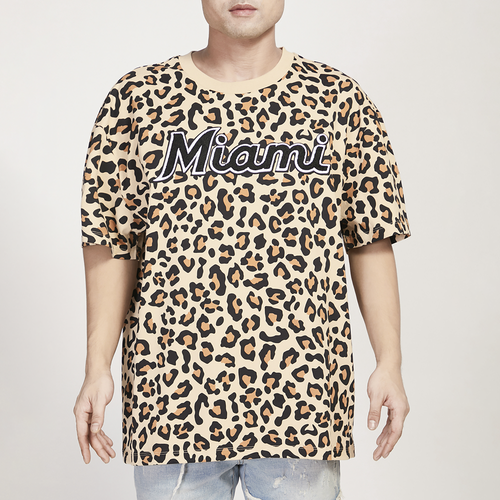 Pro Standard Mens Miami Marlins  Marlins Animal Drop Shoulder Aop T-shirt In Tan/tan