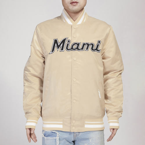

Pro Standard Mens Miami Marlins Pro Standard Marlins Animal Satin Jacket - Mens Tan/Tan Size XL