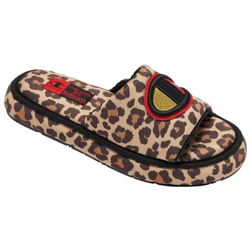 WOMENS - Champion Plush Slippers - Black/Gold