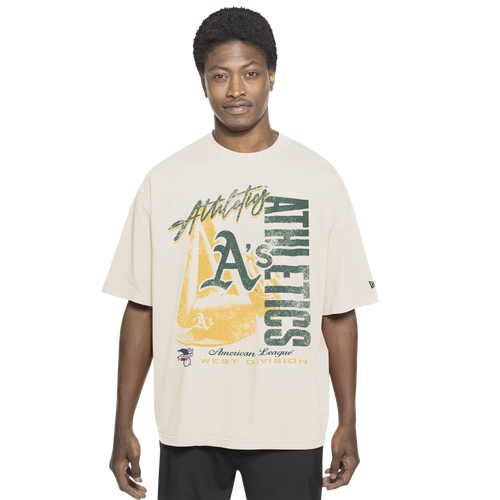 New Era Mens Oakland Athletics Batter Short Sleeve T-Shirt - - White