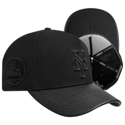Men's - Pro Standard Mets Blackout Pinch Front Strapback - Black/Black