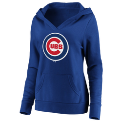 Women's - Fanatics Cubs Logo Crossover V-Neck Pullover Hoodie - Royal/Royal