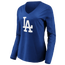 Fanatics Dodgers Official Logo Long Sleeve V-Neck T-Shirt - Women's Royal/Royal