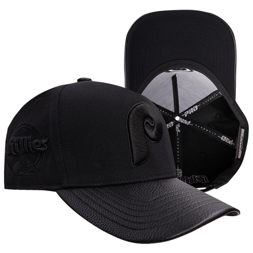 

Pro Standard Mens Pro Standard Phillies Blackout Pinch Front Strapback - Mens Black/Black Size One Size