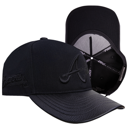 

Pro Standard Mens Pro Standard Braves Blackout Pinch Front Strapback - Mens Black/Black Size One Size