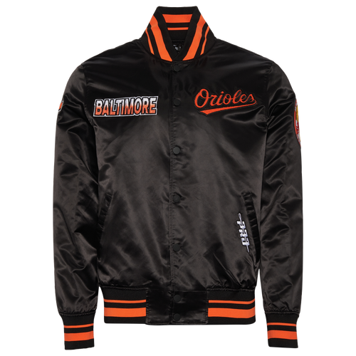 

Pro Standard Mens Pro Standard Baltimore Orioles Turn It Up M Rib Satin Jacket - Mens Black/Orange Size M