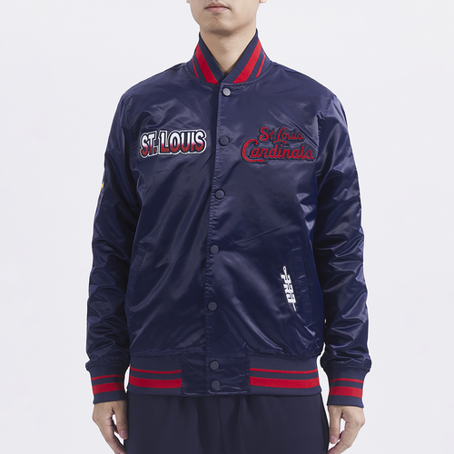 

Pro Standard Mens Pro Standard STL Cardinals Turn It Up M Rib Satin Jacket - Mens Navy/Red Size S