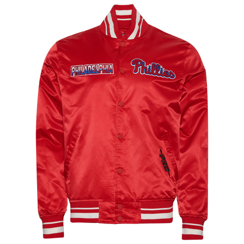 Pro Standard Mens Phil. Phillies Turn It Up M Rib Satin Jacket Blue Red Size M