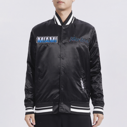 Men's - Pro Standard Miami Marlins Turn It Up M Rib Satin Jacket - Black/Teal
