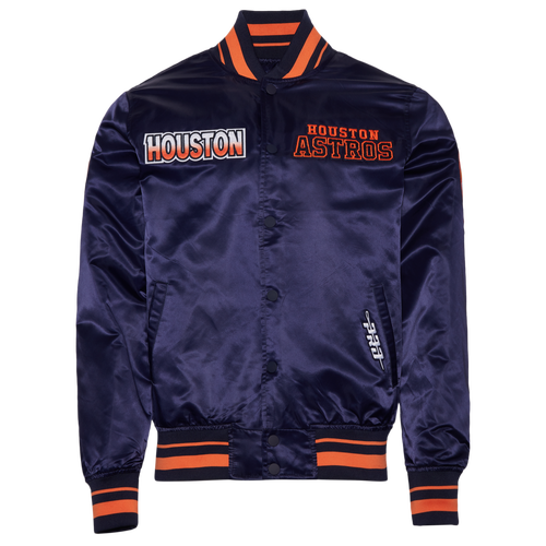 

Pro Standard Mens Pro Standard Houston Astros Turn It Up M Rib Satin Jacket - Mens Navy/Orange Size S