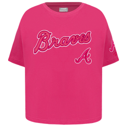Girls' Grade School - Pro Standard Atlanta Braves Triple Pink Ss Boxy Tee - Beetroot Purple