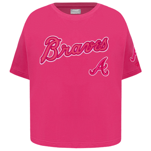 GIRLS - Pro Standard Atlanta Braves Triple Pink Ss Boxy Tee - Beetroot Purple