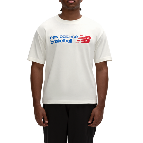  - New Balance Basketball Logo Graphic T-Shirt - Beige/Royal