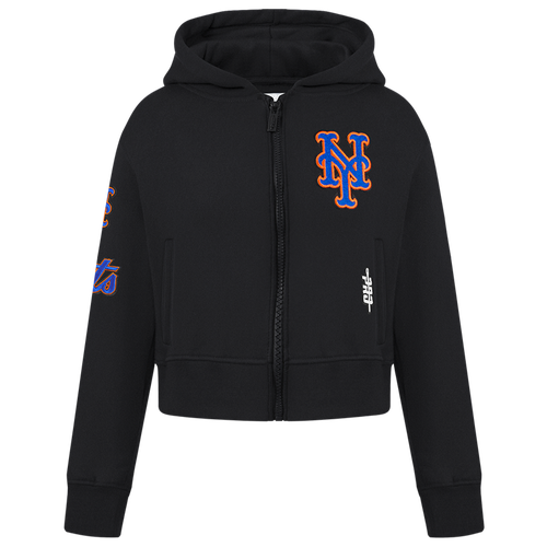 Pro Standard Girls  New York Mets Classic Flc Fz Hoodie In Black