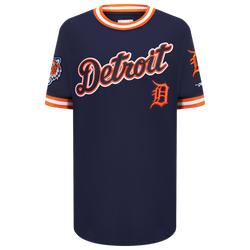 Boys' Grade School - Pro Standard Detroit Tigers Classic Ss Striped Rib Tee - Midnight Navy/Orange
