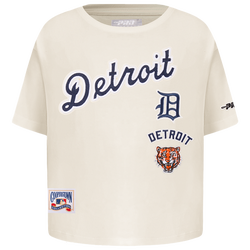 Girls' Grade School - Pro Standard Detroit Tigers Retro Classic Ss Boxy Tee - Eggshell