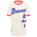 Pro Standard Atlanta Braves Retro Classic Ss Striped Rib Tee - Pro Standard Eggshell/Red