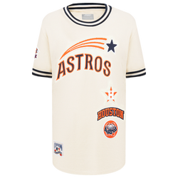 Boys' Grade School - Pro Standard Houston Astros Retro Classic Ss Striped Rib Tee - Eggshell/Midnight Navy