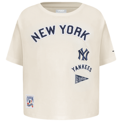 Girls' Grade School - Pro Standard New York Yankees Retro Classic Ss Boxy Tee - Eggshell