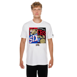 Men's - New Era 76ers Mixed Logo T-Shirt - White/Multi