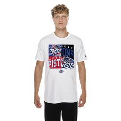 Men's - New Era Pistons Mixed Logo T-Shirt - White/Multi