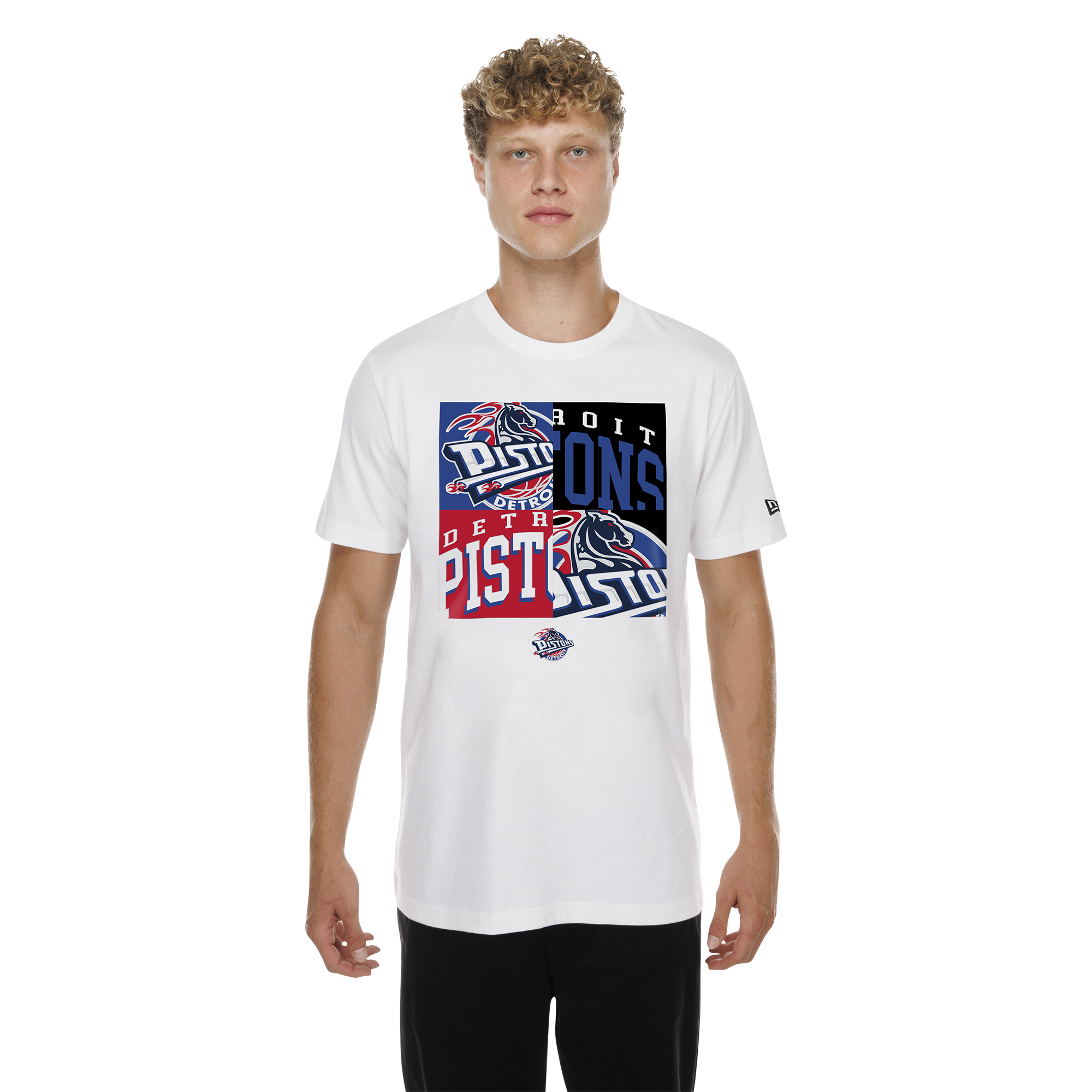 New Era Pistons Mixed Logo T-Shirt - Men's