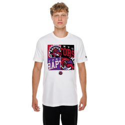 Men's - New Era Raptors Distorted Logo T-Shirt  - White