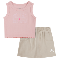 Girls' Infant - Jordan Ribbed Baby T-Shirt Cargo Skirt Set - Pink Bloom/Khaki