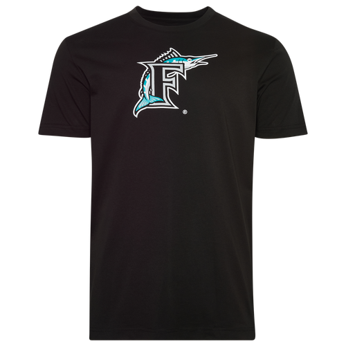 New Era Mens Miami Marlins Marlins Primary Logo T-Shirt - - Black / White