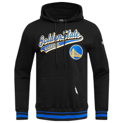 Men's - Pro Standard WARRIORS SCRIPT TAIL RIB FLC PO HOODIE - Black/Black/Royal Blue