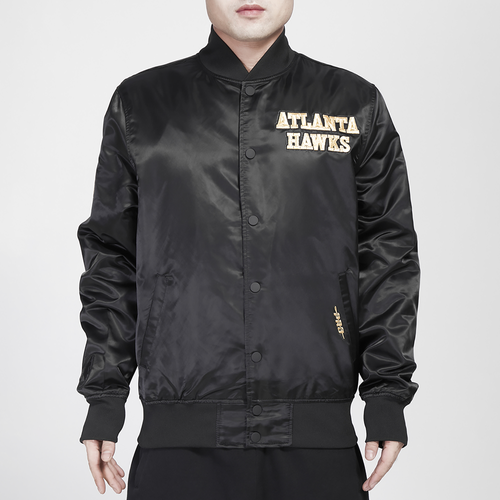 

Pro Standard Mens Atlanta Hawks Pro Standard Hawks Satin Jacket - Mens Black/Gold Size XL