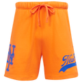 Pro Standard Mets Living Large Fleece Shorts - Pro Standard Blue/Orange