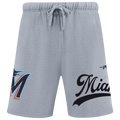 Pro Standard Marlins Living Large Fleece Shorts - Pro Standard Gray/Teal Black