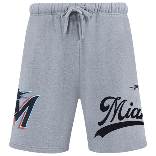 MENS - Pro Standard Marlins Living Large Fleece Shorts - Gray/Teal Black