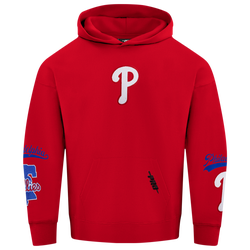 Men's - Pro Standard Phillies Living Large Drop Shoulder PO Hoodie - Blue/Red/White