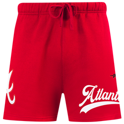 Men's - Pro Standard Braves Living Large Fleece Shorts - Red/White