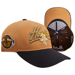 Men's - Pro Standard Rockets Script Pinch Front Snapback - Yellow/White