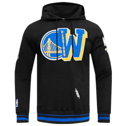 Men's - Pro Standard WARRIORS MASH UP RIB FLC PO HOODIE - Black/Royal Blue/Black