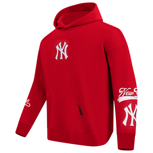  - Pro Standard Yankees Living Large Drop Shoulder PO Hoodie - Red/White