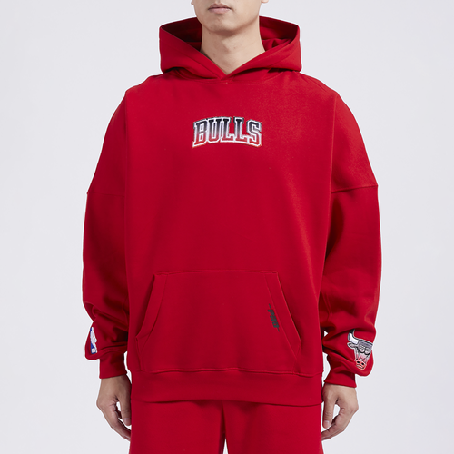 

Pro Standard Mens Pro Standard Bulls OS Letters Fleece P/O Hoodie - Mens Red/Red Size M