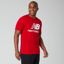 Men's - New Balance Essentials Stacked Logo Tee - Red/White