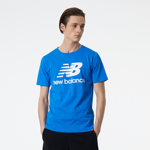 

New Balance Mens New Balance Essentials Stacked Logo Tee - Mens Blue/White Size L