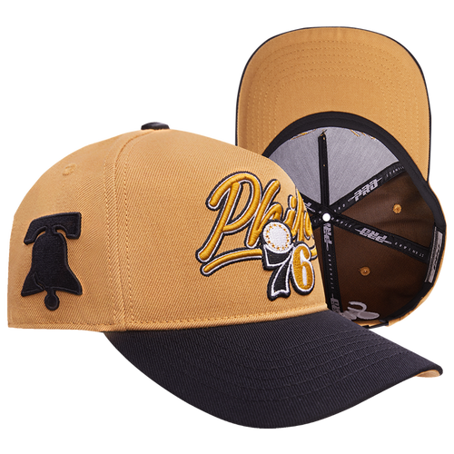 

Pro Standard Mens Pro Standard 76ers Script Pinch Front Snapback - Mens Ochre/Black Size One Size