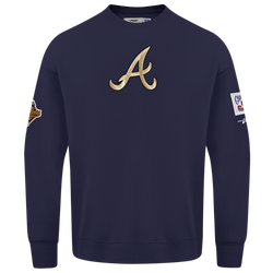 Men's - Pro Standard Braves Champs Drop Shoulder Crew - Navy/Multi