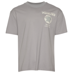 Men's - Pro Standard Marlins Blueprint Pro Drop Shoulder FC T-Shirt - Silver
